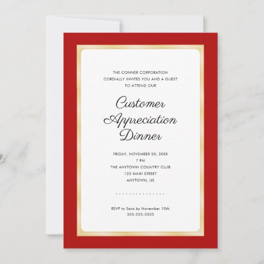 Customer Appreciation Dinner | Rood en Goud Kaart (Voorkant)