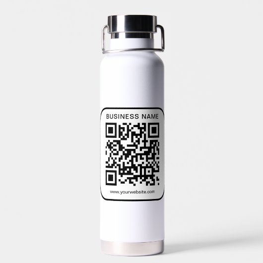 Customer Business Logo Name URL QR Code Sjabloon Waterfles (Achterkant)