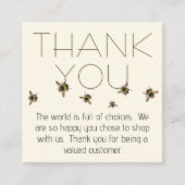 Customer Thank You Bees QR code Vierkante Visitekaartje (Voorkant)