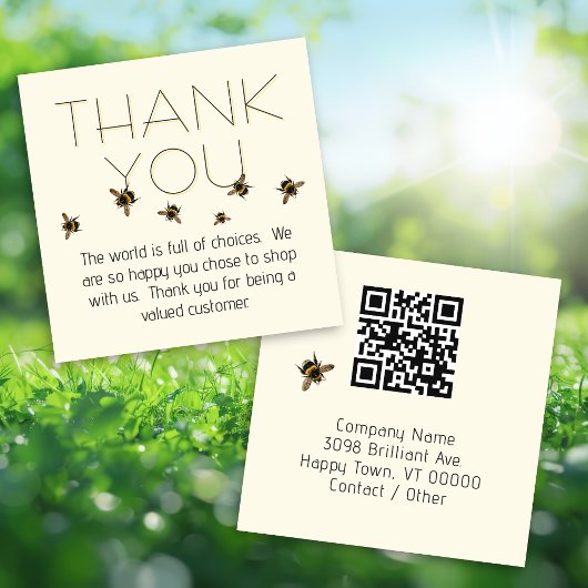 Customer Thank You Bees QR code Vierkante Visitekaartje