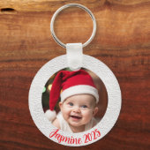 Customisable Aluminium Circle baby First Christmas Sleutelhanger (Voorkant)