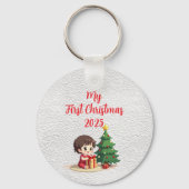 Customisable Aluminium Circle baby First Christmas Sleutelhanger (Achterkant)