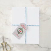 Customisable Christmas Party Festive Floral Wreath Cadeaulabel (Met Touw)