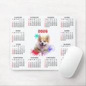 Customisable Cute Corgi Dog Calendar Muismat (Met muis)