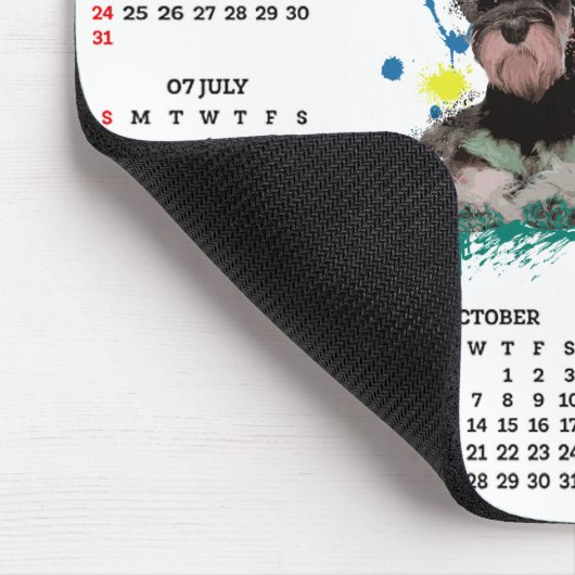 Customisable Cute Schnauzer Dog Calendar Muismat (Hoek)
