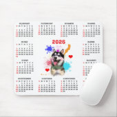 Customisable Cute Siberian Husky Dog Calendar Muismat (Met muis)