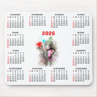 Customisable Cute Weimaraner Dog Calendar Muismat
