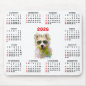 Customisable Cute Westie Dog Calendar Muismat (Voorkant)