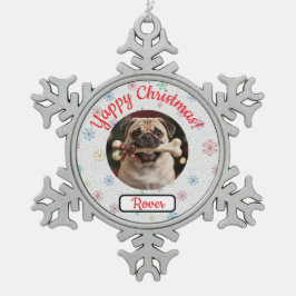 Customisable Dog And Bone Pet Lover's Christmas Tin Sneeuwvlok Ornament