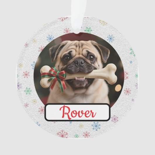 Customisable Dog And Bone Pet Owner's Acrylic Xmas Ornament (voorkant)