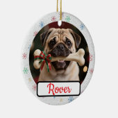 Customisable Dog And Bone Pet Owner's Christmas Keramisch Ornament (Rechts)