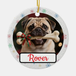 Customisable Dog And Bone Pet Owner's Christmas Keramisch Ornament