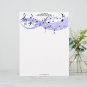 Customisable En-tête de lettre de bleus de notes musicales (Debout devant)