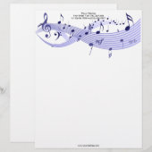 Customisable En-tête de lettre de bleus de notes musicales (Devant / Derrière)