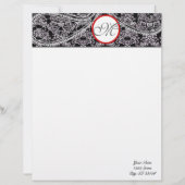 Customisable En-tête de lettre Monogramme Noir et gris Paisley (Devant)