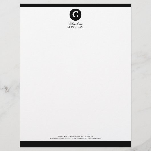 Customisable En-tête de lettre noir et blanc simple de (Devant)