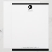 Customisable En-tête de lettre noir et blanc simple de (Devant / Derrière)