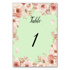Customisable Floral Wedding mint and Pink Roses  Kaart