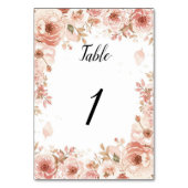 Customisable Floral Wedding Pink Roses Table Numbe Kaart (Achterkant)