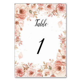 Customisable Floral Wedding Pink Roses Table Numbe Kaart