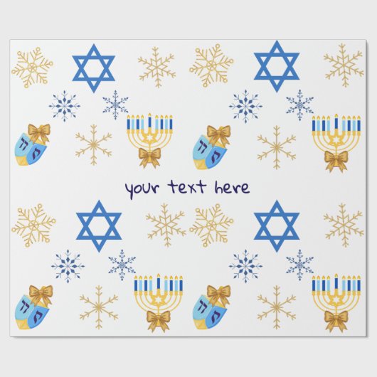 Customisable Hanukkah winter Wrapping Paper Cadeaupapier (Vlak)