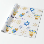 Customisable Hanukkah winter Wrapping Paper Cadeaupapier (Uitgerold)