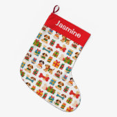 Customisable Minimal Colourful Xmas Tree Pet Grote Kerstsok (Voorkant (Hangend))