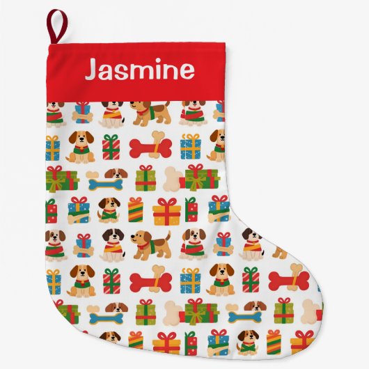 Customisable Minimal Colourful Xmas Tree Pet Grote Kerstsok (Voorkant)