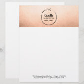 Customisable Or rose et en-tête de lettre personnalisable de (Devant / Derrière)