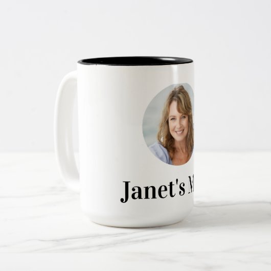 Customisable Photo Mug With Editable Text Tweekleurige Koffiemok (Voorkant links)