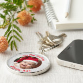 Customisable Premium Circle Baby First Christmas Sleutelhanger (Zijkant)