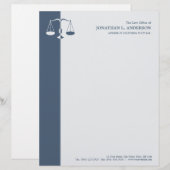 Customisable Procureur/avoué - en-tête de lettre bleu (Devant / Derrière)