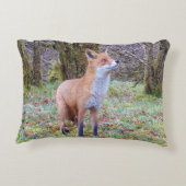 Customisable Red Fox Looking Up Cushion Accent Kussen (Achterkant)