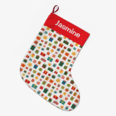 Customisable Simple Colourful Christmas Gift Grote Kerstsok (Voorkant (Hangend))