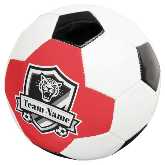 Customisable Soccer Team Jaguar Red Trim Logo (3/4)