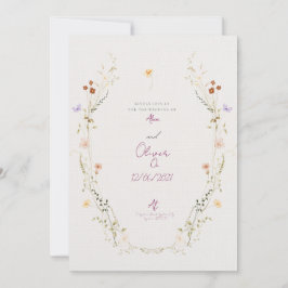 Customisable Wedding Invitation with wild Flowers Kaart