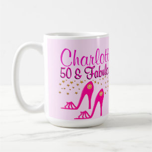 CUSTOMISÉ 50E ANNIVERSAIRE PINK SHOE QUEEN MUG