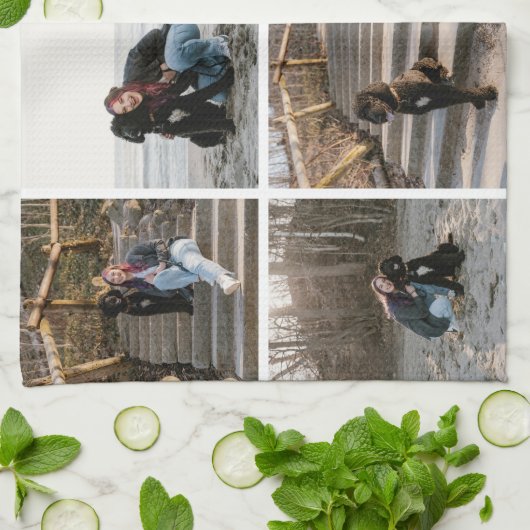 Customisé 8 Photo Collage Serviettes de cuisine (Plié)