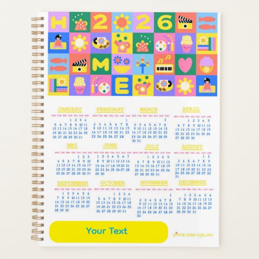 Customisé Cute and Happy Home Calender 2026 (Devant)
