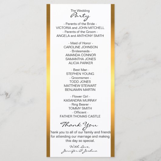 Customisé Gold Foil White Design Programmes de mar (Dos)