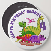 Customisé Joyeux Badge d'Anniversaire - Dinosaur (Devant & derrière)