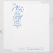 Customisée En-tête de lettre bleu de cage à oiseaux d'aqua (Devant / Derrière)