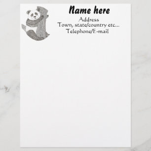 Customisée En-tête de lettre fait sur commande d'ours panda