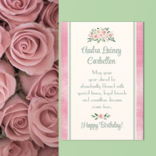 Customisée, jolie carte d'anniversaire rose
