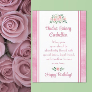 Customisée, jolie carte d'anniversaire rose