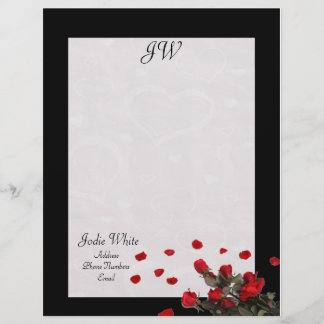 Customisée Roses noirs - En-tête de lettre Monogram