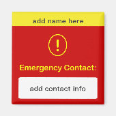 CUSTOMISEZ CECI ~ Aimant contact d'urgence. (Devant)