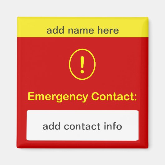 CUSTOMISEZ CECI ~ Aimant contact d'urgence. (Devant)