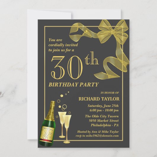 Customisez les 30èmes invitations de fête (Devant)