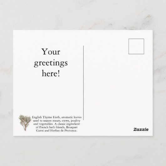 Customisez Quel Thyme Est-Ce ? Carte postale (Dos)